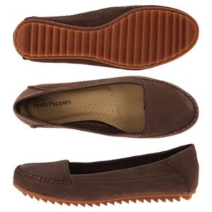 SALE Hush Puppies Women Thora Create Flat Slip On Brown Nubuck Leather - sz. 6.5